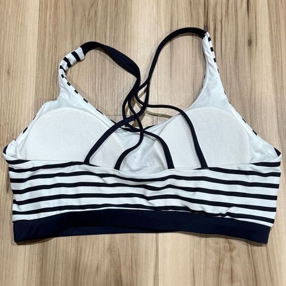 Lascana Mixed Print Scoop Bikini Swimsuit Top Navy Striped Women’s 8 - Picture 4 of 4